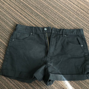 Black Denim Mom Shorts